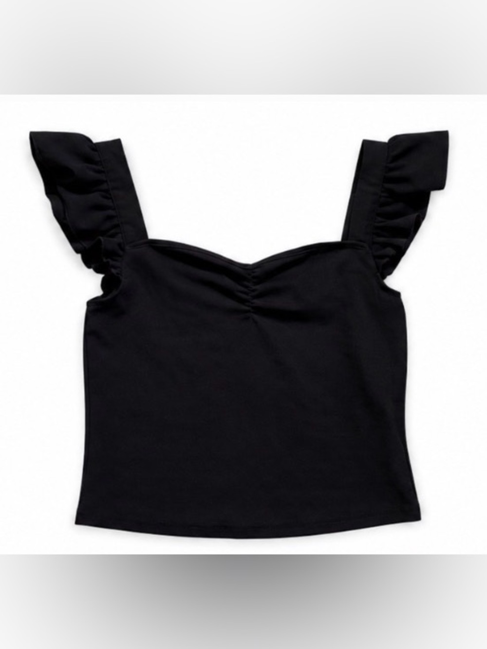 SHEIN Black Ruffle Strap Tank Top